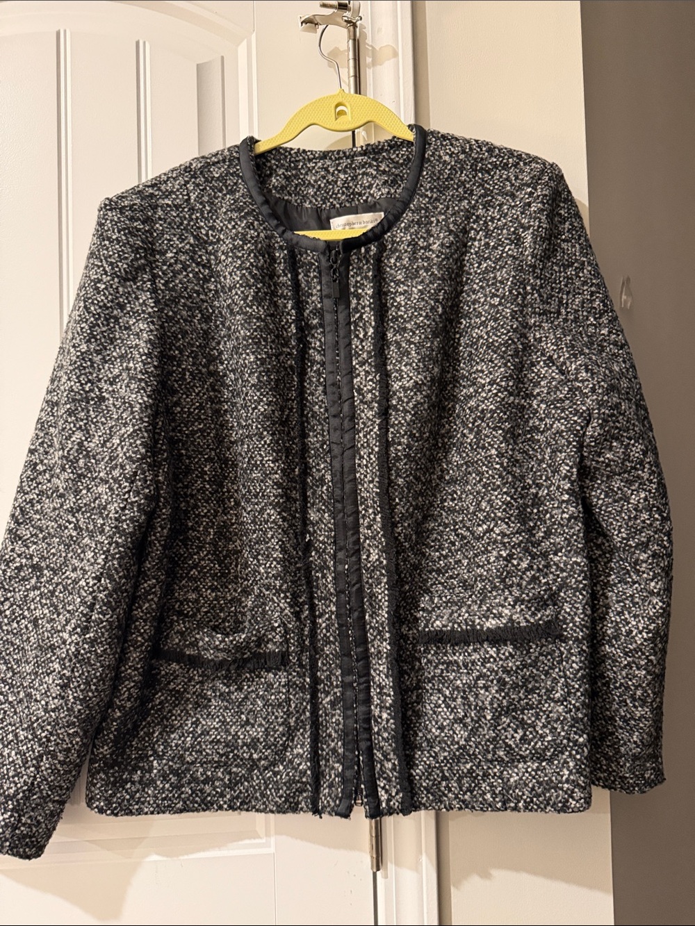 Christopher & Banks Tweed Zip Up Jacket Top XL